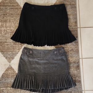 Black and Gray Wool Pleated Skirts